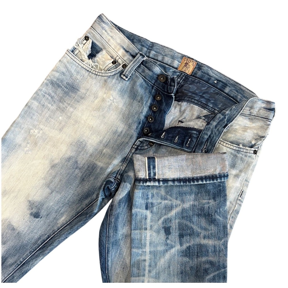 PRPS Demon Jeans Mens 31 Blue Distressed Japanese Selvedge Slim Straight Denim